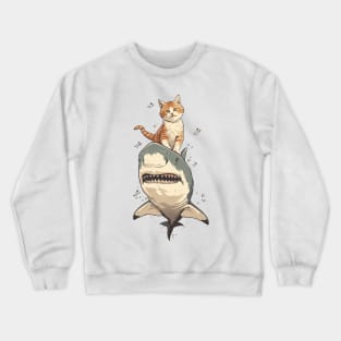 Shark and cat Crewneck Sweatshirt